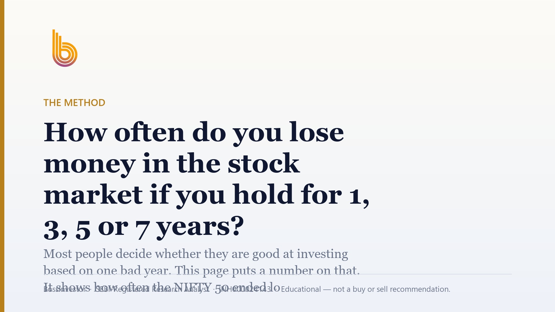 How often do you lose money in the stock market if you hold for 1, 3, 5 or 7 years?