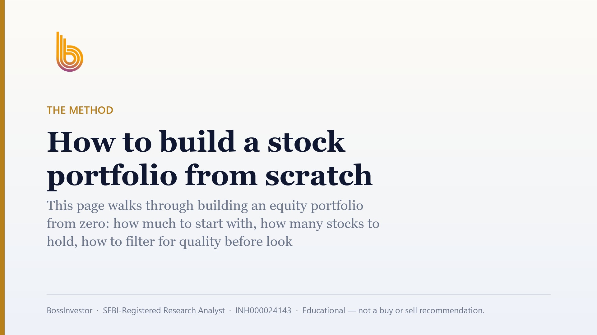 How to build a stock portfolio from scratch