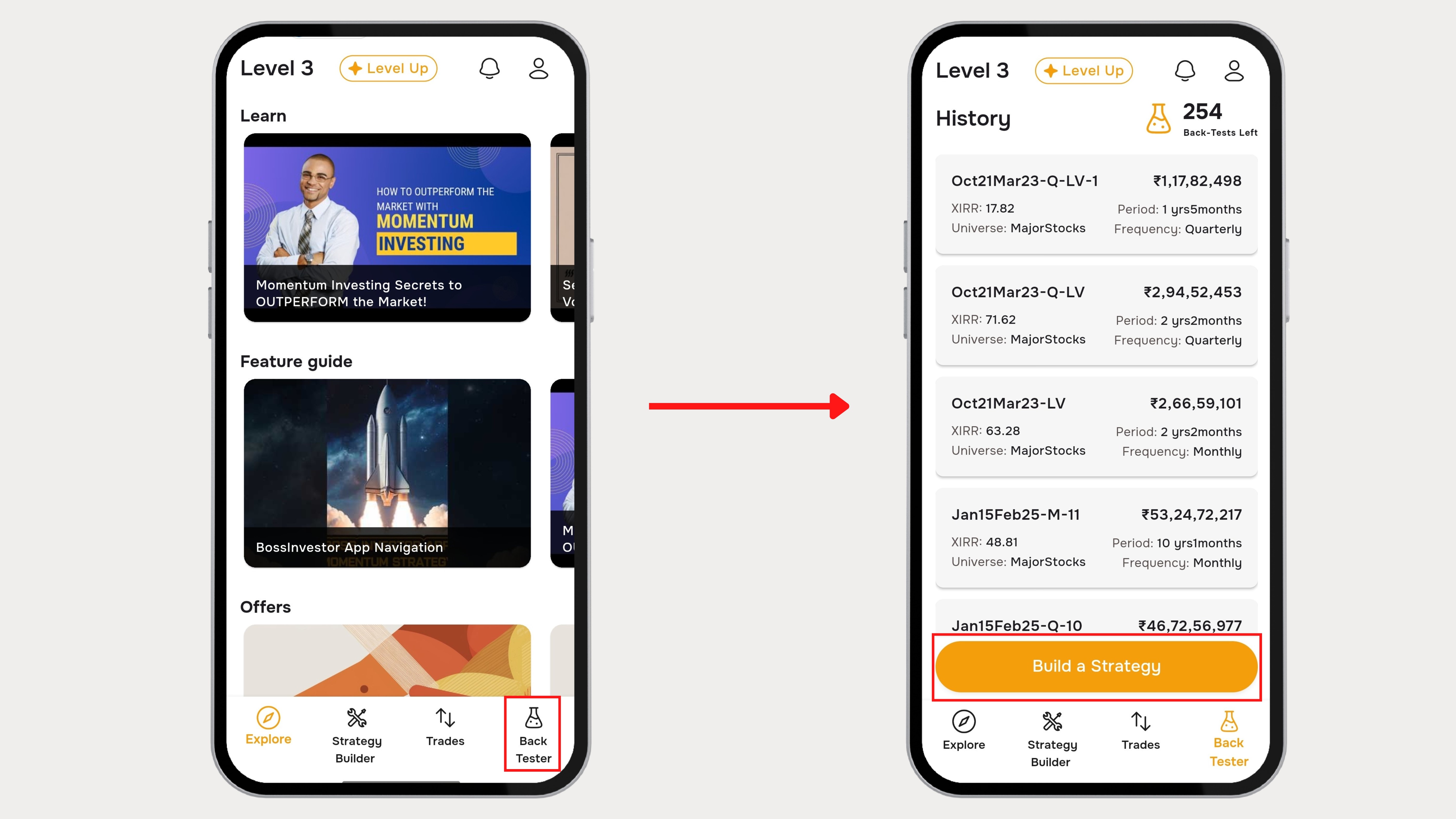 Backtester Home Screen
