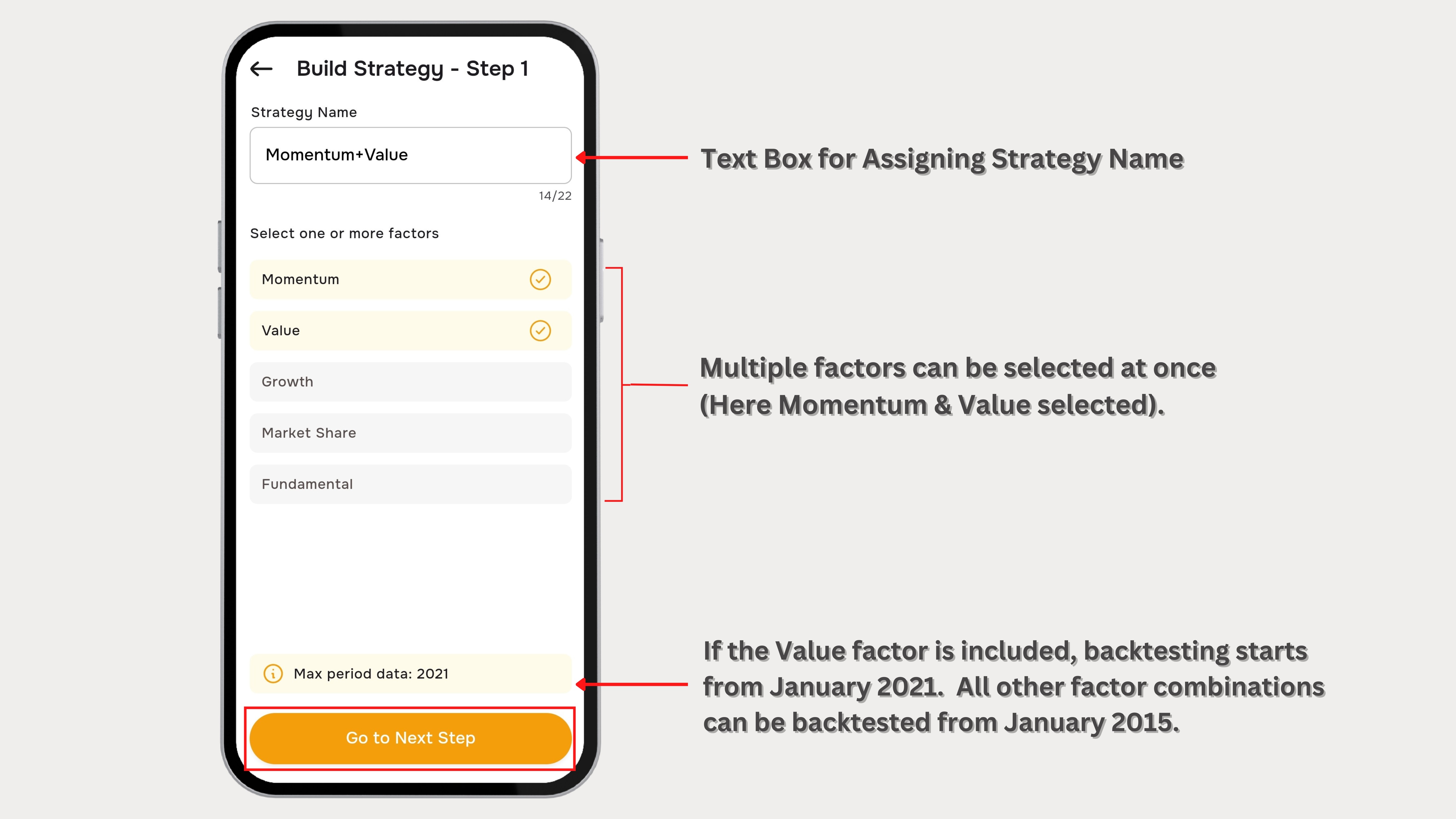 Factor Selection Screen